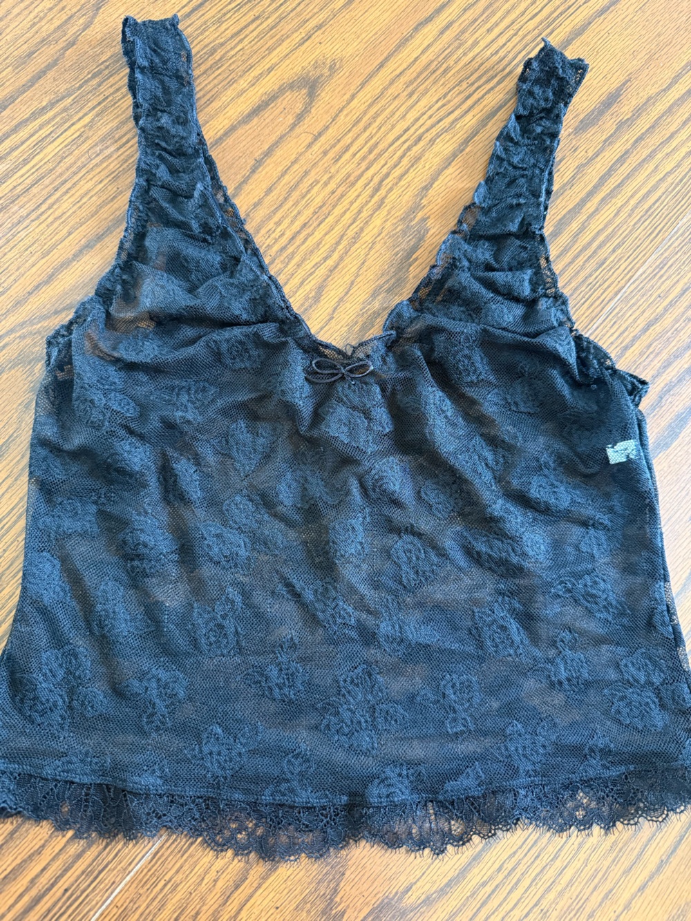 aerie Black Lace Cropped Tank Top